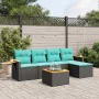 Set de sofás de jardín 6 pzas con cojines ratán sintético negro by , Garden sets - Ref: Foro24-3226764, Price: 427,96 €, Disc...