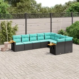 Set de sofás de jardín 9 pzas con cojines ratán sintético negro von , Gartensets - Ref: Foro24-3227142, Preis: 721,73 €, Raba...