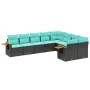 Set de sofás de jardín 9 pzas con cojines ratán sintético negro by , Garden sets - Ref: Foro24-3227142, Price: 721,73 €, Disc...