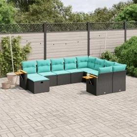 Set of 10pcs garden sofas with black synthetic rattan cushions by , Garden sets - Ref: Foro24-3227156, Price: 758,55 €, Disco...