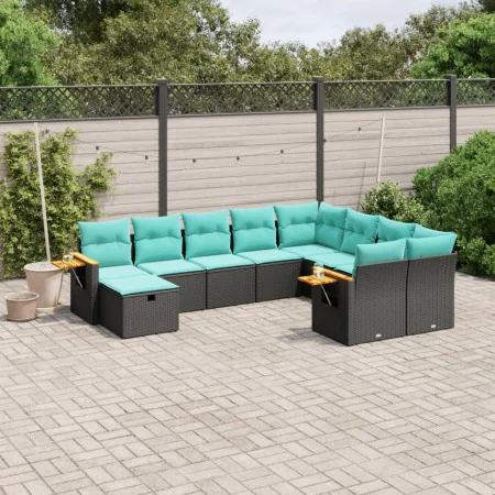 Set of 10pcs garden sofas with black synthetic rattan cushions by , Garden sets - Ref: Foro24-3227156, Price: 758,55 €, Disco...