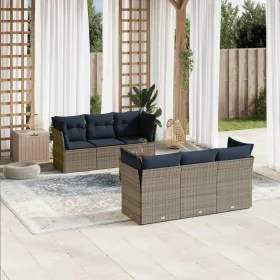 Set of 7 garden sofas with cushions synthetic rattan gray by , Garden sets - Ref: Foro24-3255823, Price: 525,13 €, Discount: %