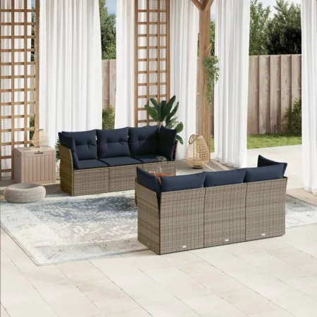Set of 7 garden sofas with cushions synthetic rattan gray by , Garden sets - Ref: Foro24-3255823, Price: 525,13 €, Discount: %