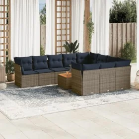 Set of 11 garden sofas and cushions synthetic rattan gray by , Garden sets - Ref: Foro24-3256173, Price: 775,60 €, Discount: %