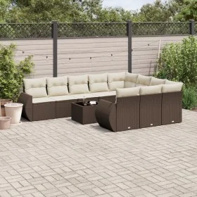 Set de sofás de jardín 11 pzas cojines ratán sintético marrón by , Modular outdoor sofas - Ref: Foro24-3221902, Price: 732,10...