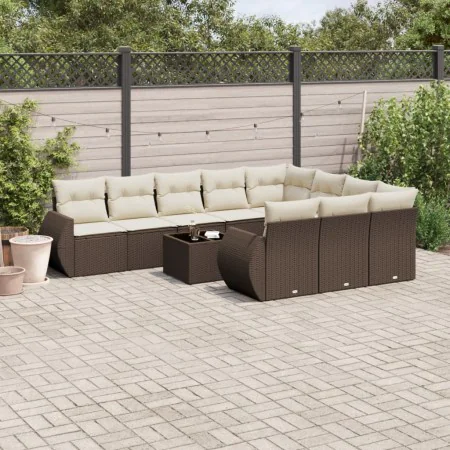 Set de sofás de jardín 11 pzas cojines ratán sintético marrón by , Modular outdoor sofas - Ref: Foro24-3221902, Price: 732,10...