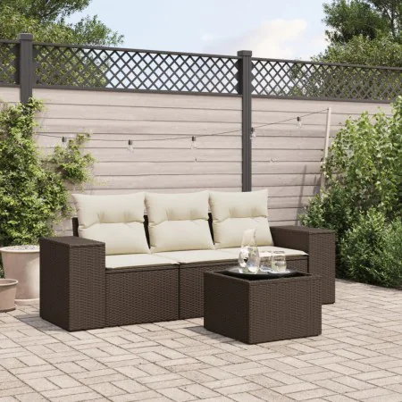 Set de sofás de jardín 4 pzas y cojines ratán sintético marrón von , Modulare Sofas für den Außenbereich - Ref: Foro24-322227...