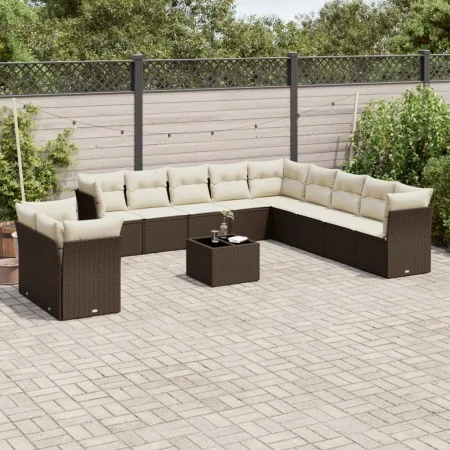 Set of garden sofas and cushions 12 pcs synthetic rattan brown by , Garden sets - Ref: Foro24-3217893, Price: 797,80 €, Disco...