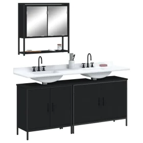 3-teiliges Badmöbel-Set Sperrholz schwarz von , Badezimmermöbel - Ref: Foro24-3214670, Preis: 156,54 €, Rabatt: %
