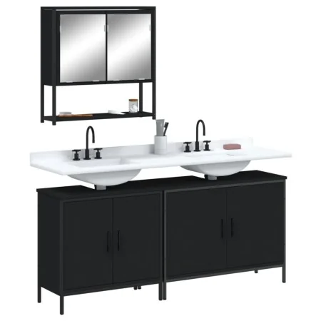 3-teiliges Badmöbel-Set Sperrholz schwarz von , Badezimmermöbel - Ref: Foro24-3214670, Preis: 156,54 €, Rabatt: %