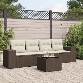 Set comedor de jardín 5 piezas y cojines ratán sintético marrón by , Garden sets - Ref: Foro24-3254630, Price: 335,38 €, Disc...