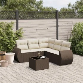 Set sofás de jardín 6 piezas y cojines ratán sintético marrón by , Garden sets - Ref: Foro24-3221362, Price: 425,32 €, Discou...