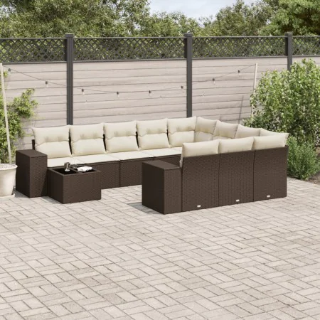 Set of garden sofas 11 pcs cushions synthetic rattan brown by , Garden sets - Ref: Foro24-3223132, Price: 728,18 €, Discount: %