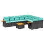 Set mit 10 Stück Gartensofas mit schwarzen Kissen aus synthetischem Rattan von , Gartensets - Ref: Foro24-3227149, Preis: 758...