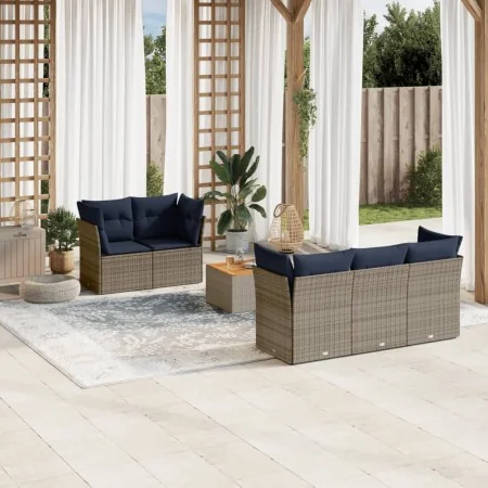 Set of 6 garden sofas with cushions synthetic rattan gray by , Garden sets - Ref: Foro24-3255816, Price: 456,80 €, Discount: %