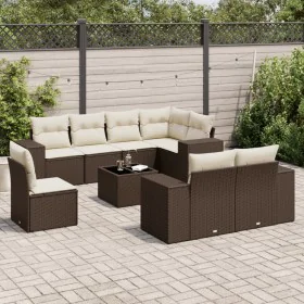 Set of 9 garden sofas and cushions synthetic rattan brown by , Garden sets - Ref: Foro24-3222852, Price: 655,43 €, Discount: %