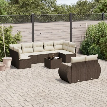 Set de sofás de jardín 10 pzas y cojines ratán sintético marrón by , Modular outdoor sofas - Ref: Foro24-3221832, Price: 669,...