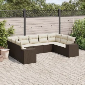 Set of 9 garden sofas and cushions synthetic rattan brown by , Garden sets - Ref: Foro24-3223002, Price: 616,25 €, Discount: %