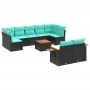 Set of 10pcs garden sofas with black synthetic rattan cushions by , Garden sets - Ref: Foro24-3227135, Price: 758,55 €, Disco...