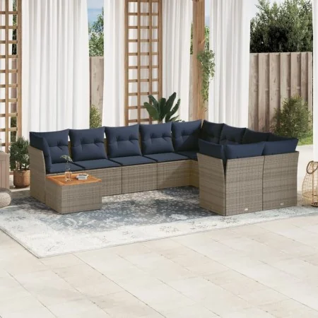 Set of 10 garden sofas with cushions synthetic rattan gray by , Garden sets - Ref: Foro24-3256159, Price: 712,92 €, Discount: %