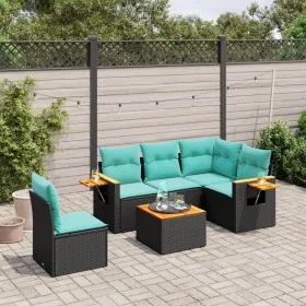 Set de sofás de jardín 6 pzas con cojines ratán sintético negro by , Garden sets - Ref: Foro24-3226820, Price: 466,84 €, Disc...