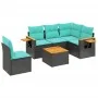 Set de sofás de jardín 6 pzas con cojines ratán sintético negro by , Garden sets - Ref: Foro24-3226820, Price: 466,84 €, Disc...