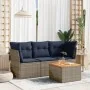 Set de sofás de jardín 4 pzas con cojines ratán sintético gris by , Garden sets - Ref: Foro24-3255802, Price: 288,27 €, Disco...