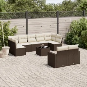 Set mit 10 Gartensofas und -kissen Kunstrattan braun von , Gartensets - Ref: Foro24-3219423, Preis: 647,73 €, Rabatt: %
