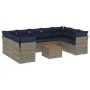 Set of 10 garden sofas with cushions synthetic rattan gray by , Garden sets - Ref: Foro24-3256138, Price: 712,92 €, Discount: %