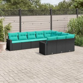 Set mit 10 Stück Gartensofas mit schwarzen Kissen aus synthetischem Rattan von , Gartensets - Ref: Foro24-3219477, Preis: 769...