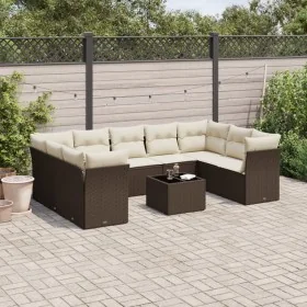 Set of 10 garden sofas and cushions synthetic rattan brown by , Garden sets - Ref: Foro24-3218143, Price: 642,52 €, Discount: %