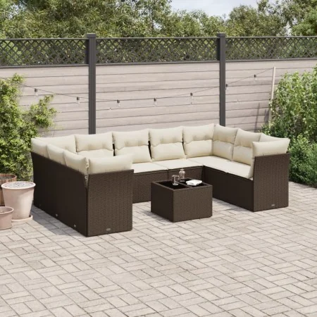 Set of 10 garden sofas and cushions synthetic rattan brown by , Garden sets - Ref: Foro24-3218143, Price: 642,52 €, Discount: %
