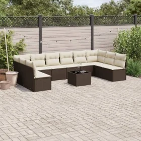 Set Gartensofas 11 Stück Kissen synthetisches Rattan braun von , Gartensets - Ref: Foro24-3218103, Preis: 671,62 €, Rabatt: %