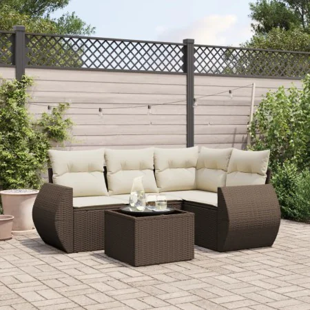5-piece garden dining set and cushions synthetic rattan brown by , Garden sets - Ref: Foro24-3221322, Price: 370,37 €, Discou...