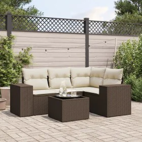 5-piece garden dining set and cushions synthetic rattan brown by , Modular outdoor sofas - Ref: Foro24-3222522, Price: 366,50...