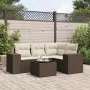 Set comedor de jardín 5 piezas y cojines ratán sintético marrón de , Sofás modulares de exterior - Ref: Foro24-3222522, Preci...