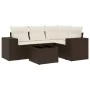 5-piece garden dining set and cushions synthetic rattan brown by , Modular outdoor sofas - Ref: Foro24-3222522, Price: 366,50...