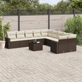 Set of garden sofas 11 pcs cushions synthetic rattan brown by , Garden sets - Ref: Foro24-3219513, Price: 709,81 €, Discount: %