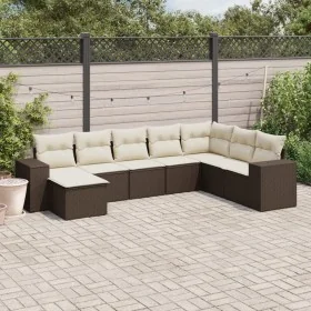 Set of 8 garden sofas and cushions synthetic rattan brown by , Garden sets - Ref: Foro24-3222962, Price: 535,73 €, Discount: %