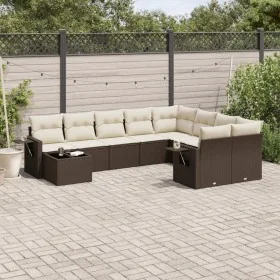 Set of 10 garden sofas and cushions synthetic rattan brown by , Garden sets - Ref: Foro24-3253000, Price: 669,17 €, Discount: %
