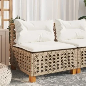 Sofá de jardín sin reposabrazos con cojines ratán PE beige by , Outdoor sofas - Ref: Foro24-365928, Price: 92,67 €, Discount: %
