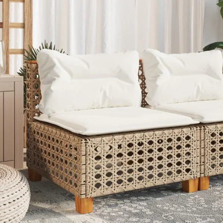 Sofá de jardín sin reposabrazos con cojines ratán PE beige by , Outdoor sofas - Ref: Foro24-365928, Price: 92,67 €, Discount: %