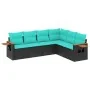Set mit 6 Gartensofas mit Kissen Kunstrattan schwarz von , Gartensets - Ref: Foro24-3226841, Preis: 485,37 €, Rabatt: %