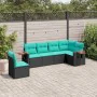 Set of 6 garden sofas with cushions synthetic rattan black by , Garden sets - Ref: Foro24-3226855, Price: 485,39 €, Discount: %