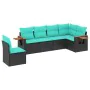 Set of 6 garden sofas with cushions synthetic rattan black by , Garden sets - Ref: Foro24-3226855, Price: 485,39 €, Discount: %
