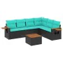 Set of 7 garden sofas with cushions synthetic rattan black by , Garden sets - Ref: Foro24-3226848, Price: 516,10 €, Discount: %