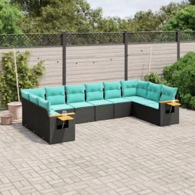 Set of 10pcs garden sofas with black synthetic rattan cushions by , Garden sets - Ref: Foro24-3227163, Price: 780,16 €, Disco...