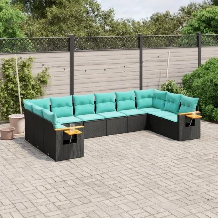 Set mit 10 Stück Gartensofas mit schwarzen Kissen aus synthetischem Rattan von , Gartensets - Ref: Foro24-3227163, Preis: 780...