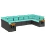 Set of 10pcs garden sofas with black synthetic rattan cushions by , Garden sets - Ref: Foro24-3227163, Price: 780,16 €, Disco...