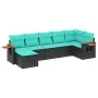 Set de sofás de jardín 7 pzas con cojines ratán sintético negro de , Conjuntos de jardín - Ref: Foro24-3227030, Precio: 539,1...